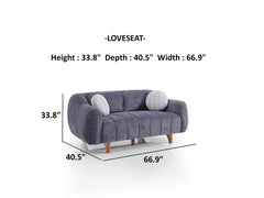 Snowy Anthracite 3-pieces (Sofa & Loveseat & Swivel Chair) Living Room Set - Ornate Home