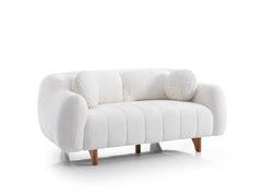 Snowy Cream Stationary Loveseat - Ornate Home