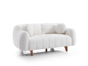 Snowy Cream Stationary Loveseat - Ornate Home
