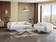 Snowy Cream Stationary Loveseat - Ornate Home