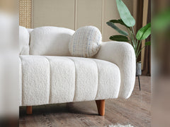 Snowy Cream Stationary Sofa - Ornate Home