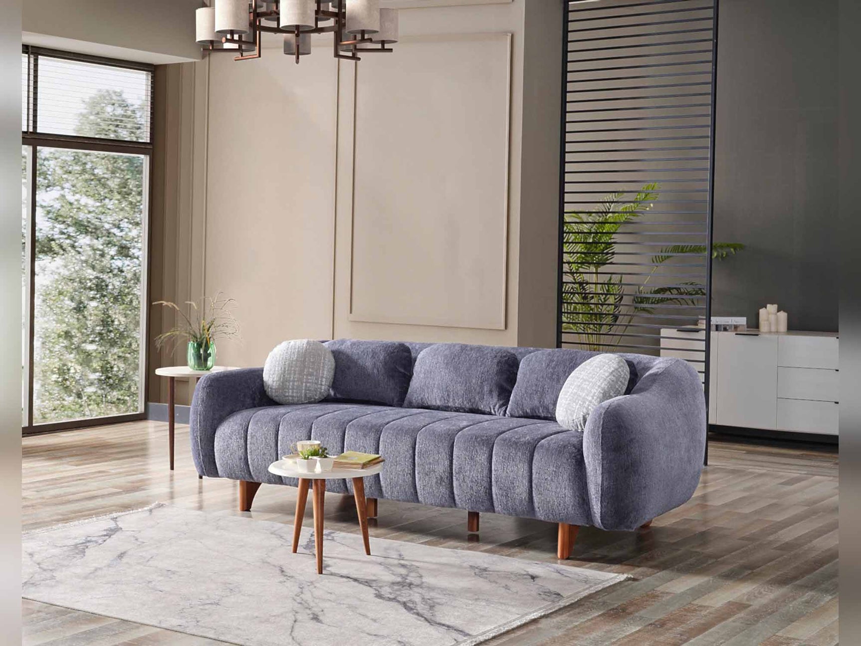 Snowy Anthracite 3-pieces (Sofa & Loveseat & Swivel Chair) Living Room Set