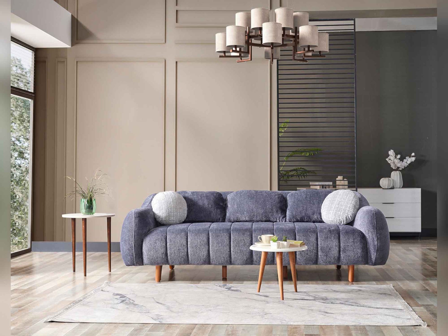 Snowy Anthracite 3-pieces (Sofa & Loveseat & Swivel Chair) Living Room Set
