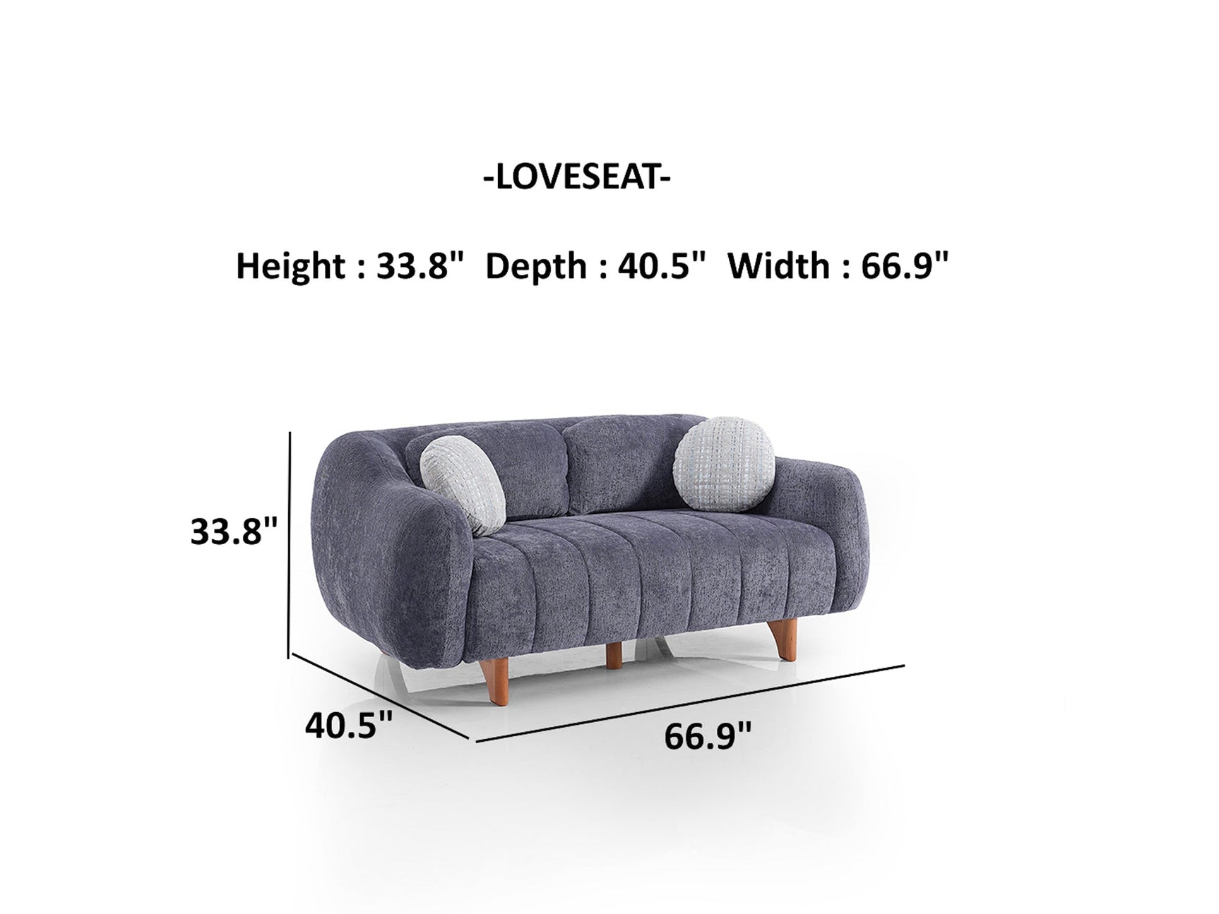 Snowy Anthracite 3-pieces (Sofa & Loveseat & Swivel Chair) Living Room Set