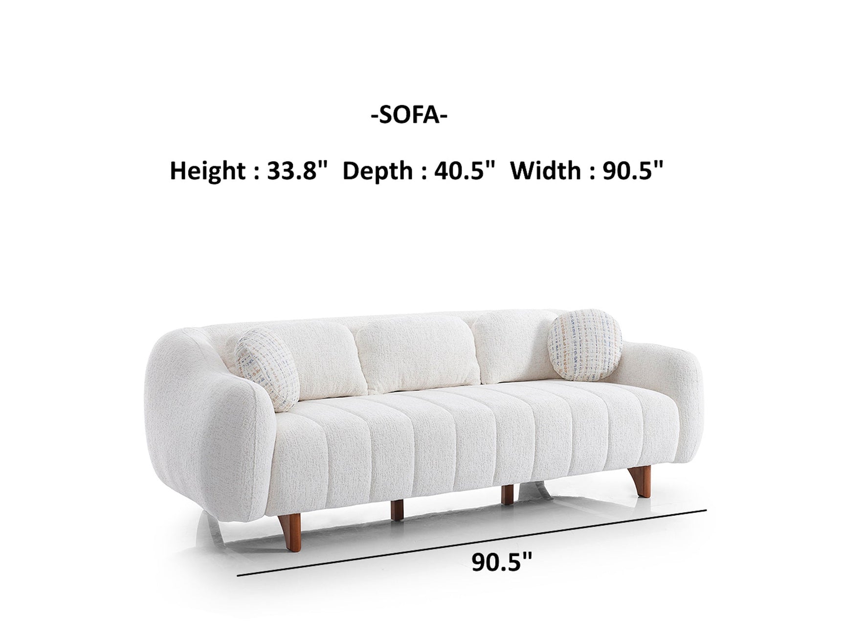 Snowy Cream 3-pieces (Sofa & Loveseat & Swivel Chair) Living Room Set