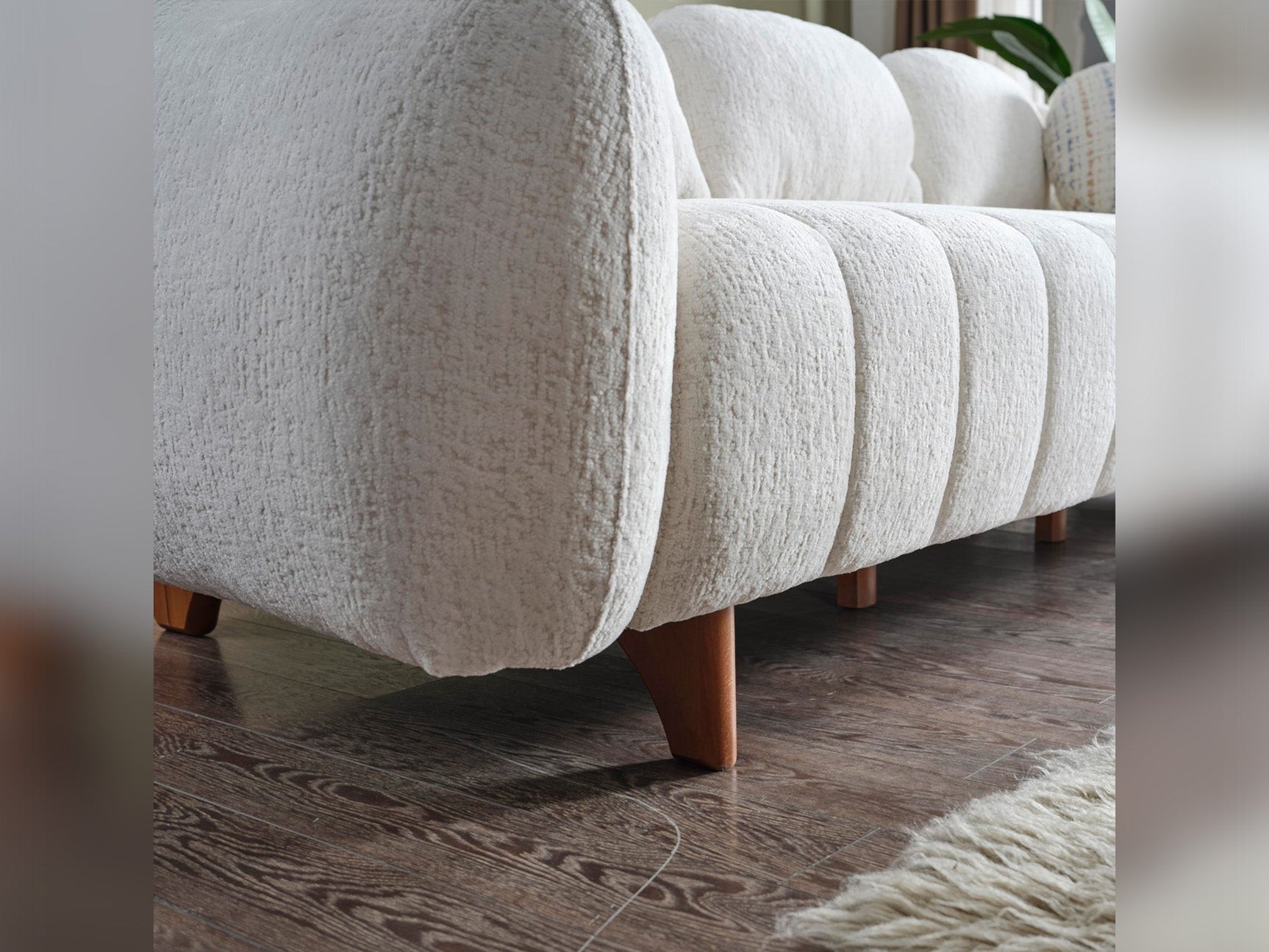 Snowy Cream 3-pieces (Sofa & Loveseat & Swivel Chair) Living Room Set