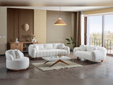 Snowy Cream 3-pieces (Sofa & Loveseat & Swivel Chair) Living Room Set