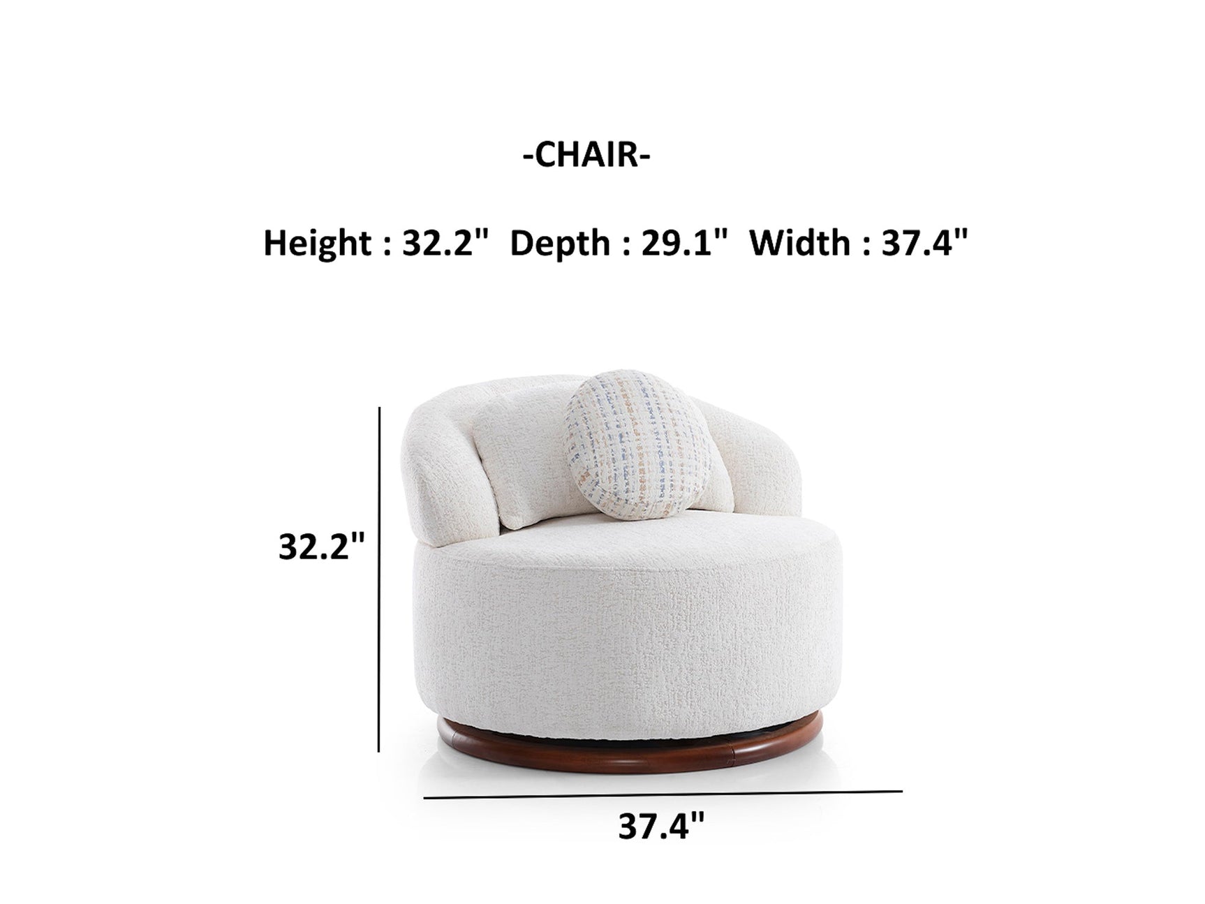 Snowy Cream 3-pieces (Sofa & Loveseat & Swivel Chair) Living Room Set