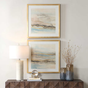 So Golden Multicolor Abstract Landscape Prints (Set of 2) - Ornate Home