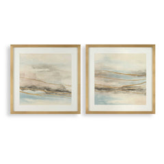 So Golden Multicolor Abstract Landscape Prints (Set of 2) - Ornate Home