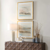 So Golden Multicolor Abstract Landscape Prints (Set of 2) - Ornate Home