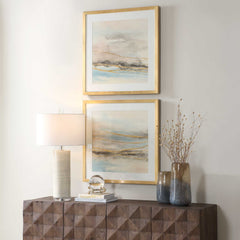 So Golden Multicolor Abstract Landscape Prints (Set of 2) - Ornate Home