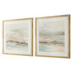 So Golden Multicolor Abstract Landscape Prints (Set of 2) - Ornate Home