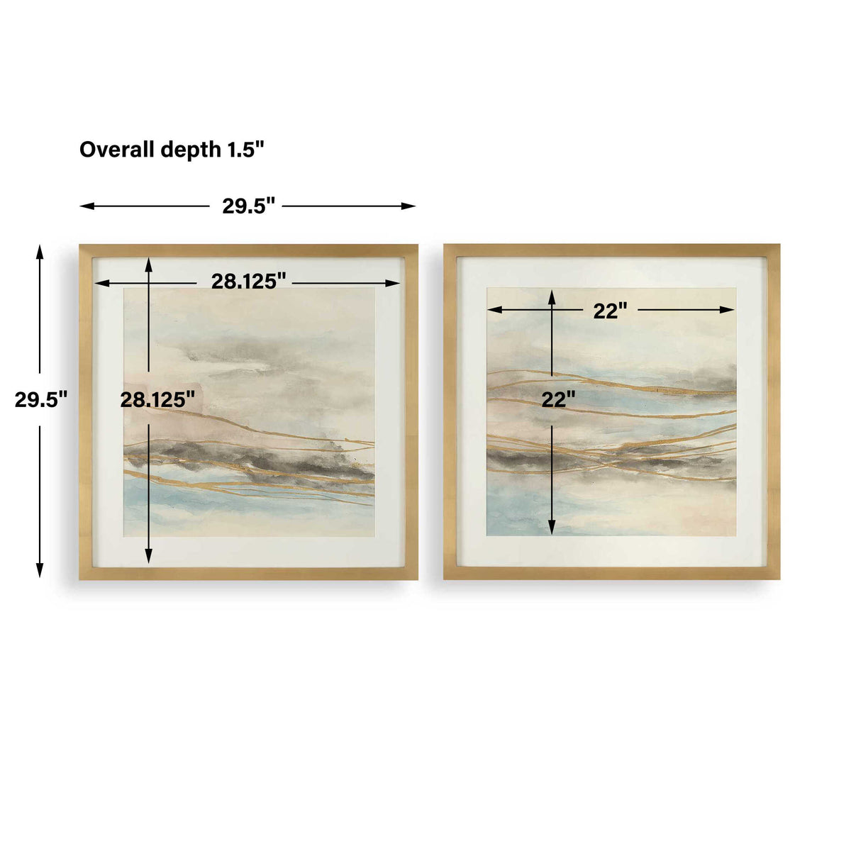 So Golden Multicolor Abstract Landscape Prints (Set of 2) - Ornate Home
