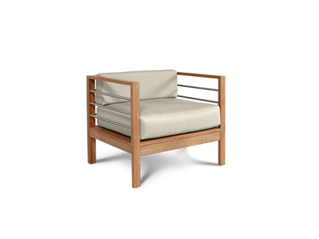 SoHo 4-Piece Teak Canvas Outdoor Patio Deep Seating Set with Sunbrella® Cushion - Ornate Home