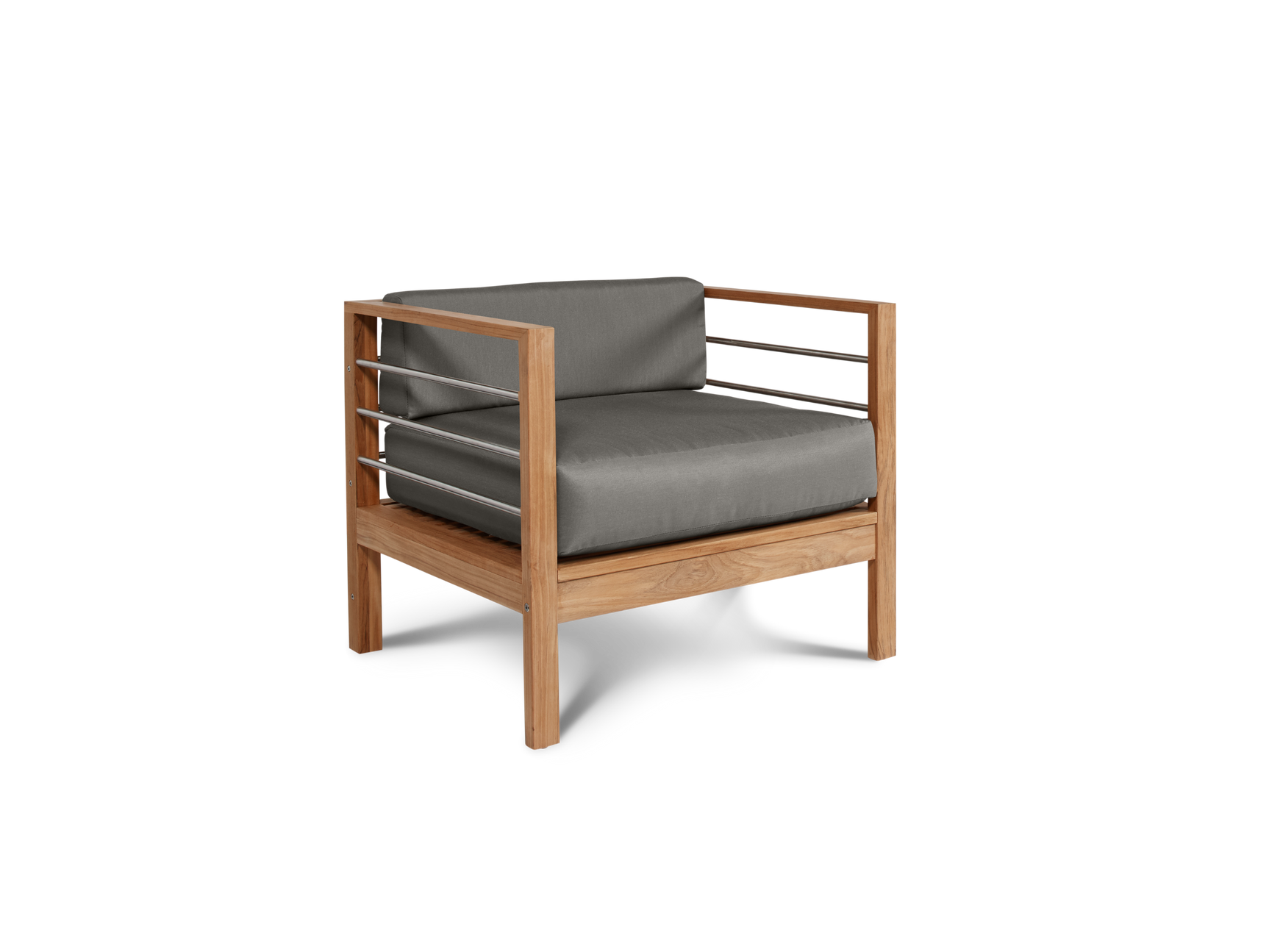 SoHo 4-Piece Teak Charcoal Outdoor Patio Deep Seating Set with Sunbrella® Cushion - Ornate Home