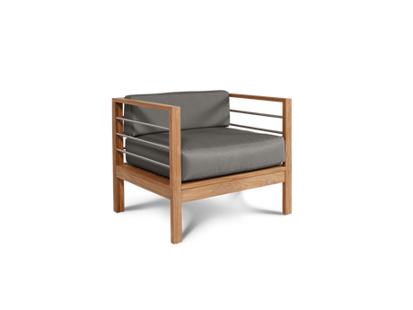 SoHo 4-Piece Teak Charcoal Outdoor Patio Deep Seating Set with Sunbrella® Cushion - Ornate Home