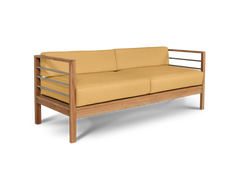 SoHo 4-Piece Teak Dupione Cornsilk Outdoor Patio Deep Seating Set with Sunbrella® Cushion - Ornate Home