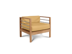 SoHo 4-Piece Teak Dupione Cornsilk Outdoor Patio Deep Seating Set with Sunbrella® Cushion - Ornate Home