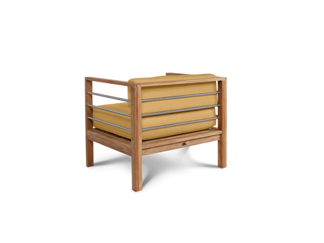 SoHo 4-Piece Teak Dupione Cornsilk Outdoor Patio Deep Seating Set with Sunbrella® Cushion - Ornate Home