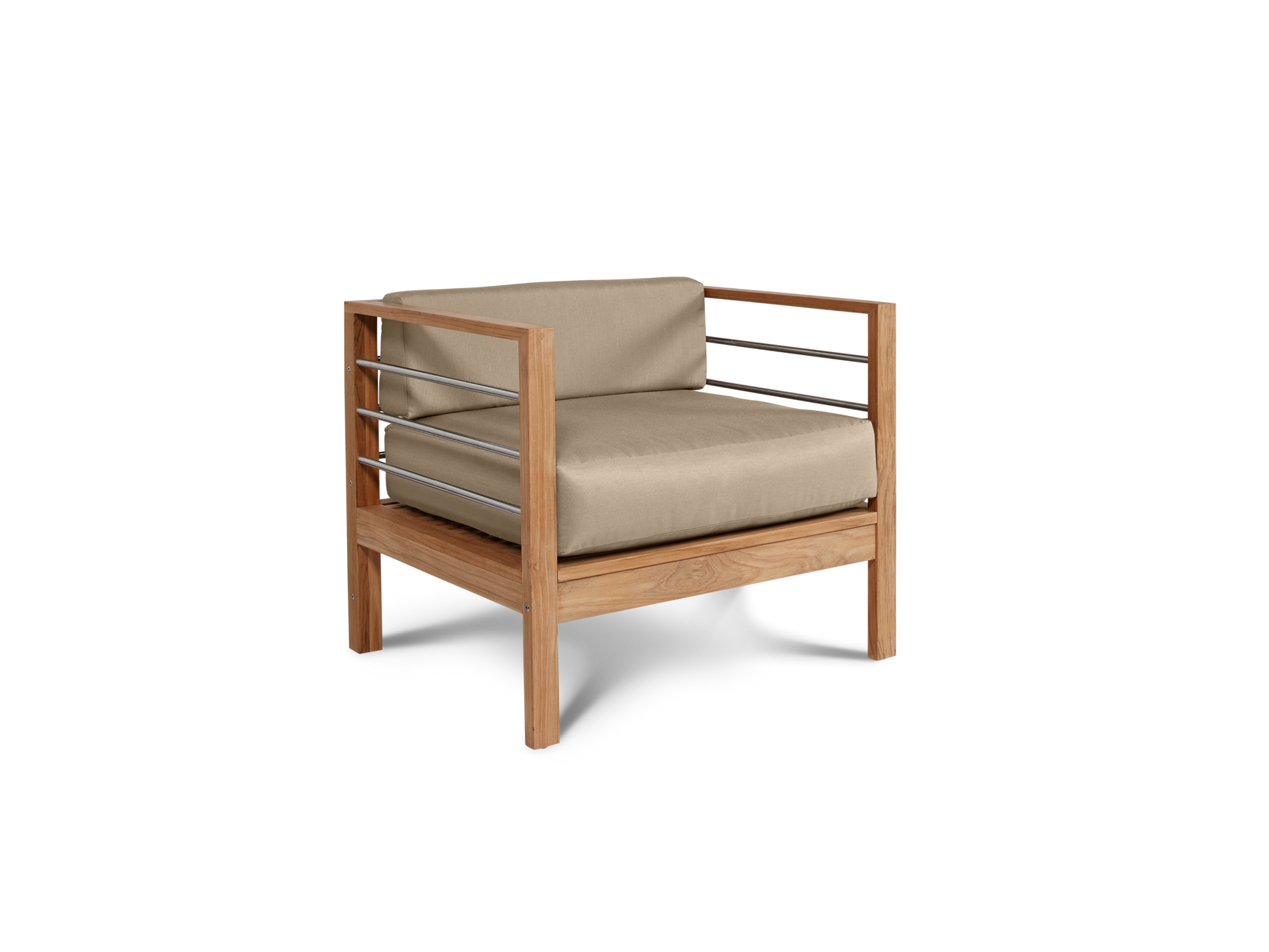 SoHo 4-Piece Teak Fawn Outdoor Patio Deep Seating Set with Sunbrella® Cushion - Ornate Home