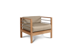 SoHo 4-Piece Teak Fawn Outdoor Patio Deep Seating Set with Sunbrella® Cushion - Ornate Home