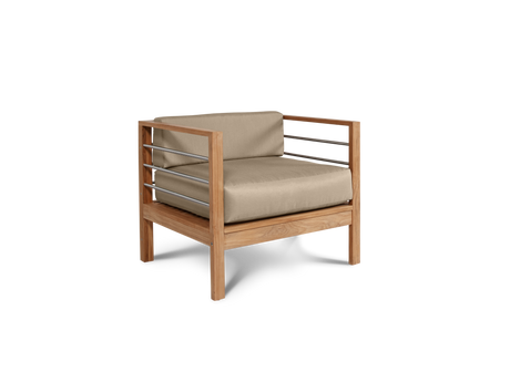 SoHo 4-Piece Teak Fawn Outdoor Patio Deep Seating Set with Sunbrella® Cushion - Ornate Home