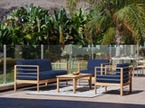 SoHo 4-Piece Teak Navy Outdoor Patio Deep Seating Set with Sunbrella® Cushion - Ornate Home