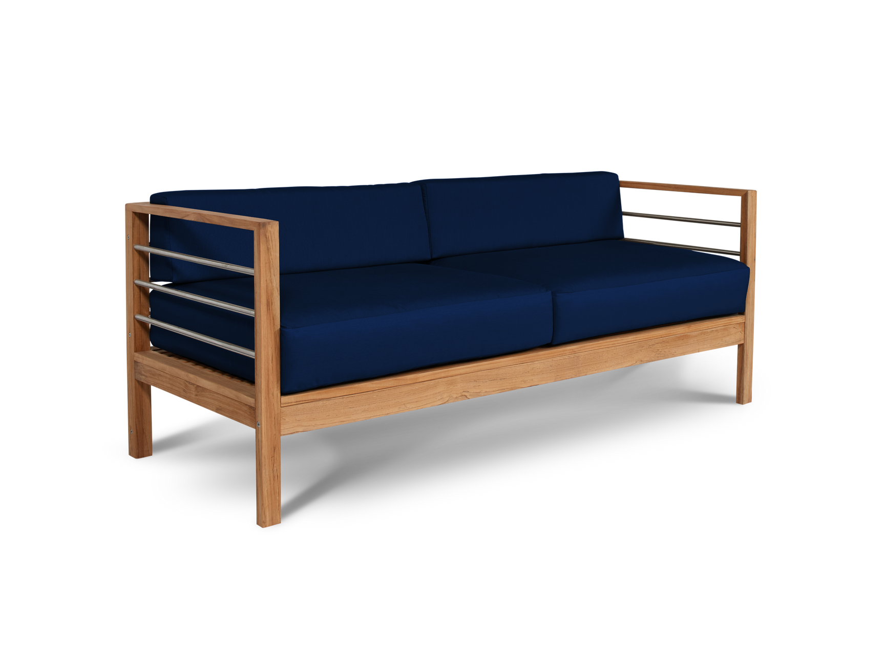 SoHo 4-Piece Teak Navy Outdoor Patio Deep Seating Set with Sunbrella® Cushion - Ornate Home