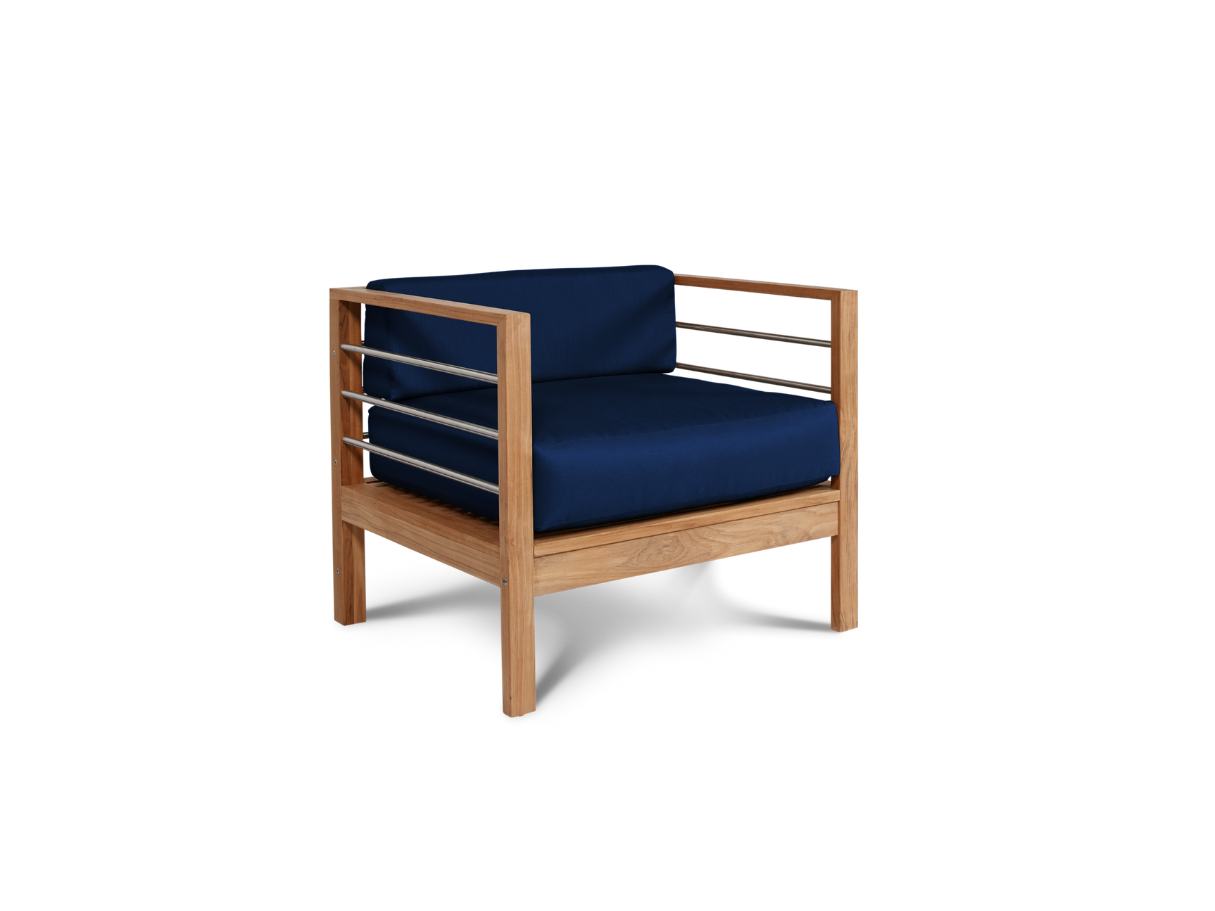 SoHo 4-Piece Teak Navy Outdoor Patio Deep Seating Set with Sunbrella® Cushion - Ornate Home