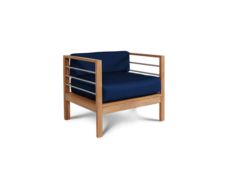 SoHo 4-Piece Teak Navy Outdoor Patio Deep Seating Set with Sunbrella® Cushion - Ornate Home