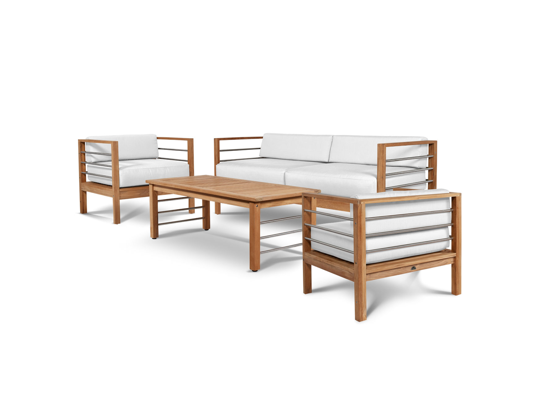 SoHo 4-Piece Teak White Outdoor Patio Deep Seating Set with Sunbrella® Cushion - Ornate Home