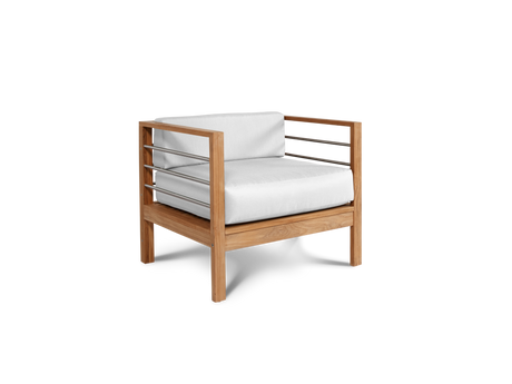 SoHo 4-Piece Teak White Outdoor Patio Deep Seating Set with Sunbrella® Cushion - Ornate Home