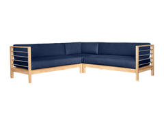 SoHo 7-piece Teak Navy Outdoor Sectional Deep Seating Set with Sunbrella® Cushion - Ornate Home
