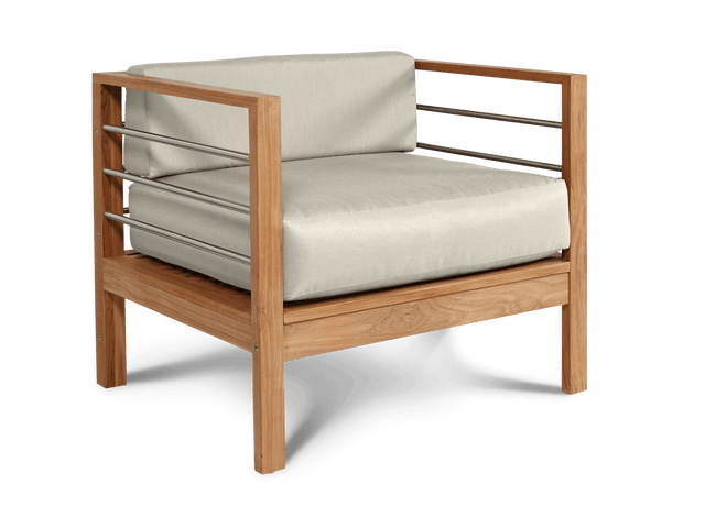 SoHo Teak Canvas Outdoor Club Chair with Sunbrella® Cushion - Ornate Home