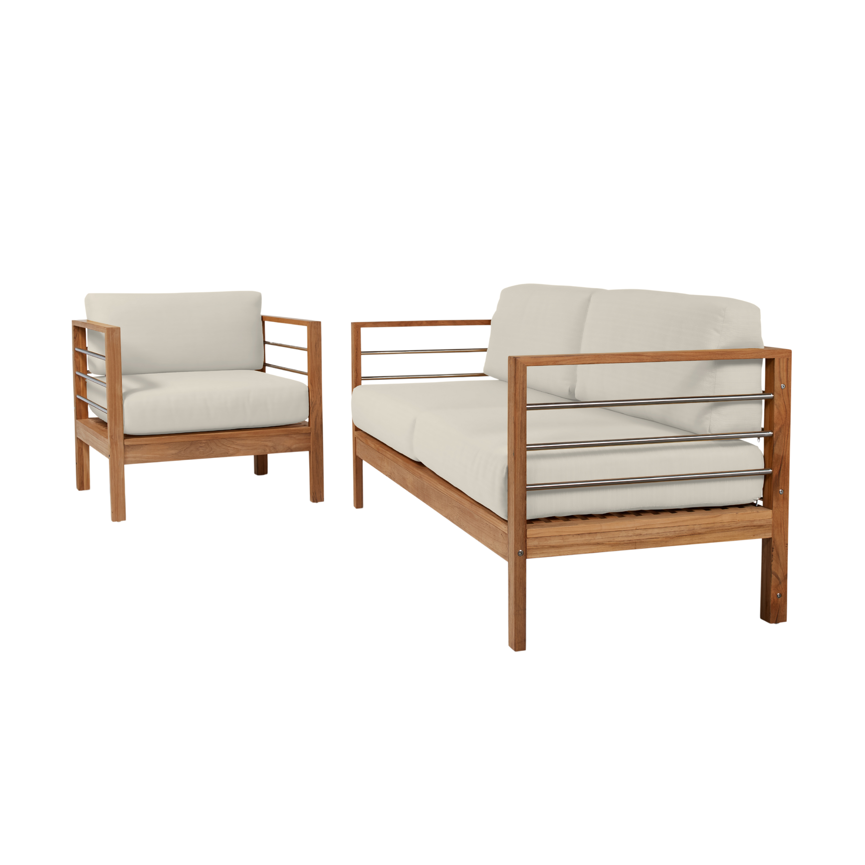 SoHo Teak Canvas Outdoor Club Chair with Sunbrella® Cushion - Ornate Home