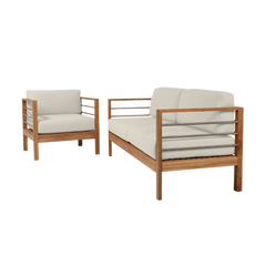 SoHo Teak Canvas Outdoor Club Chair with Sunbrella® Cushion - Ornate Home