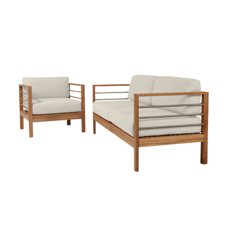 SoHo Teak Canvas Outdoor Club Chair with Sunbrella® Cushion - Ornate Home