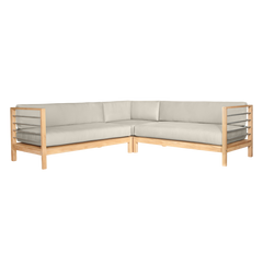 SoHo Teak Canvas Outdoor Sectional Corner with Sunbrella® Cushion - Ornate Home