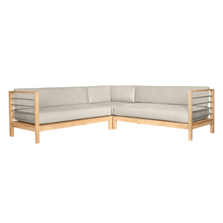 SoHo Teak Canvas Outdoor Sectional Corner with Sunbrella® Cushion - Ornate Home