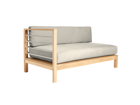 SoHo Teak Canvas Outdoor Sectional Left Sofa with Sunbrella® Cushion - Ornate Home