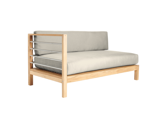 SoHo Teak Canvas Outdoor Sectional Left Sofa with Sunbrella® Cushion - Ornate Home