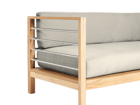 SoHo Teak Canvas Outdoor Sectional Left Sofa with Sunbrella® Cushion - Ornate Home