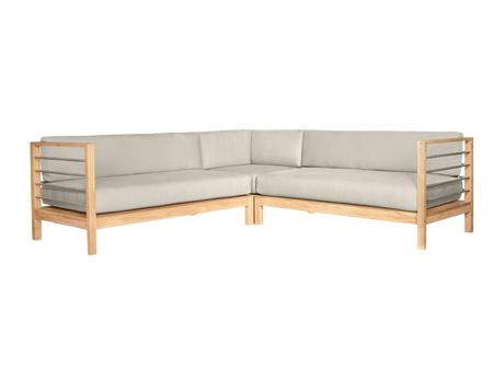 SoHo Teak Canvas Outdoor Sectional Left Sofa with Sunbrella® Cushion - Ornate Home