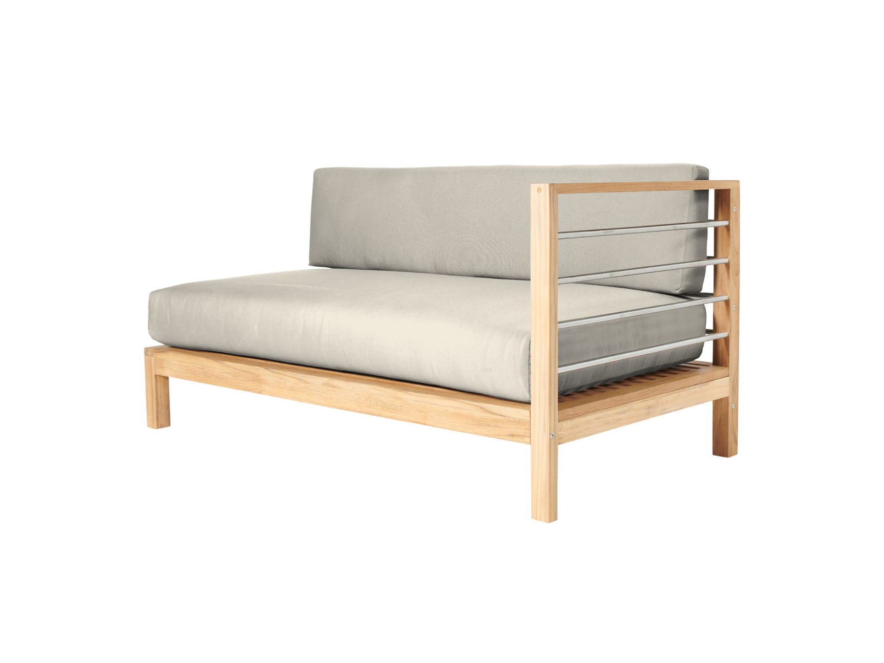 SoHo Teak Canvas Outdoor Sectional Right Sofa with Sunbrella® Cushion - Ornate Home