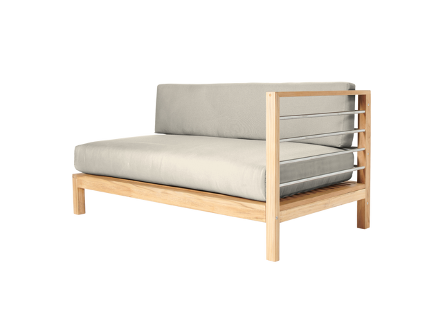 SoHo Teak Canvas Outdoor Sectional Right Sofa with Sunbrella® Cushion - Ornate Home