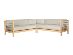 SoHo Teak Canvas Outdoor Sectional Right Sofa with Sunbrella® Cushion - Ornate Home