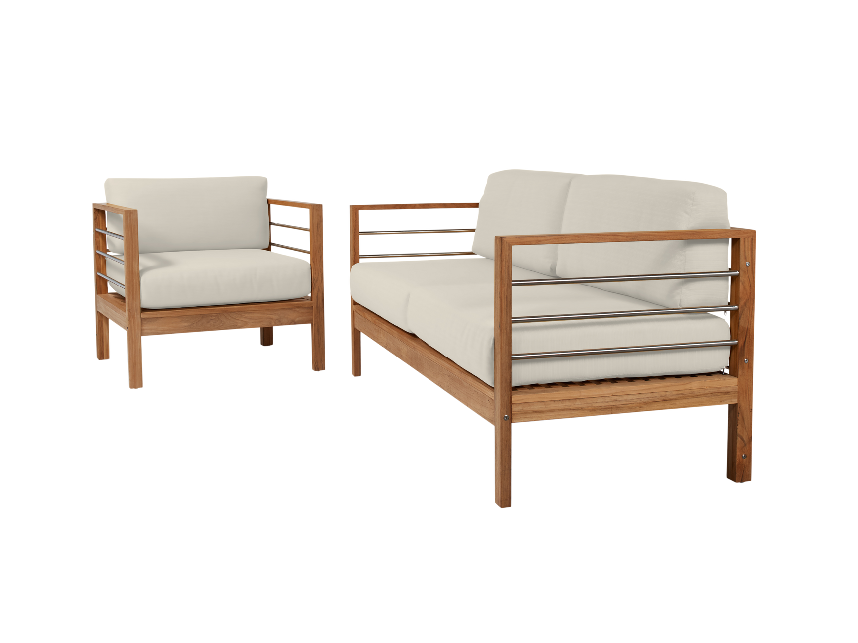 SoHo Teak Canvas Outdoor Sofa with Sunbrella® Cushion - Ornate Home