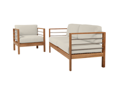 SoHo Teak Canvas Outdoor Sofa with Sunbrella® Cushion - Ornate Home