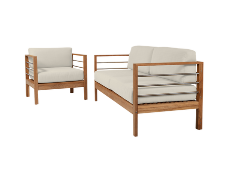 SoHo Teak Canvas Outdoor Sofa with Sunbrella® Cushion - Ornate Home